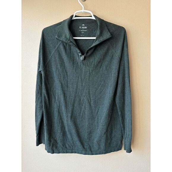 01 Algo Forest Green Men's Wool Blend Quarter Zip Size Small - Picture 1 of 2